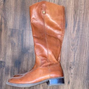 INC chestnut leather riding boots